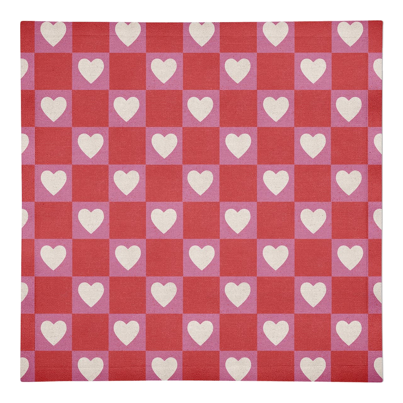 Heart Checkered Board Pattern 10&#x22; x 10&#x22; Cotton Twill Napkin